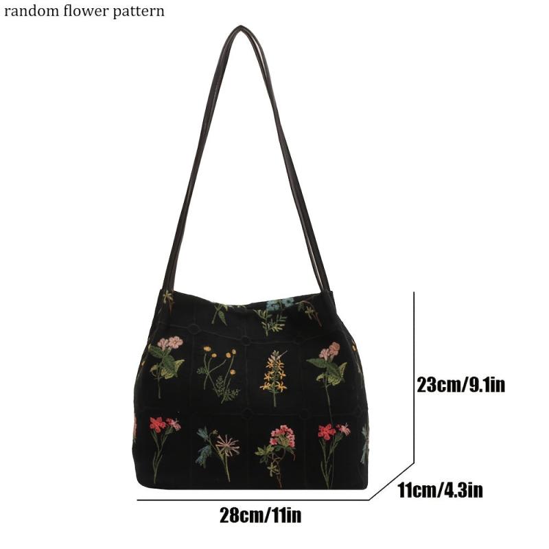 Flower Embroidered Shoulder Bag Ethnic Handbag