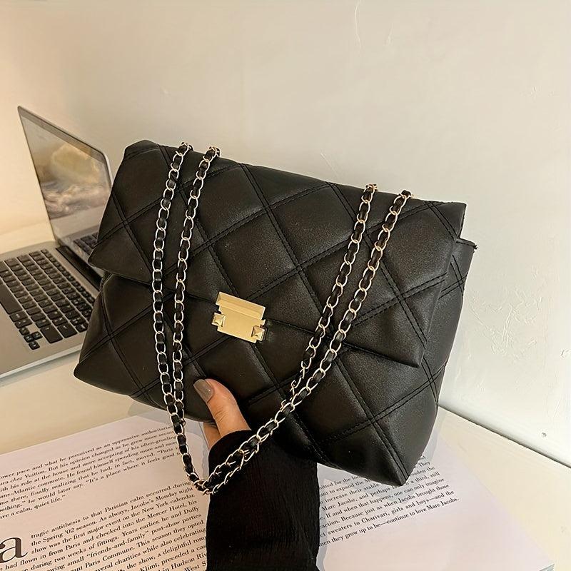Argyle Pattern Shoulder Square Bag Women's Chain Bag