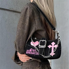Y2K Chain Decor Crossbody Bag Hot Girls Shoulder Bag