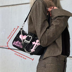 Y2K Chain Decor Crossbody Bag Hot Girls Shoulder Bag