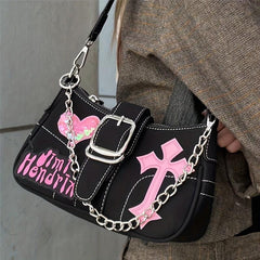 Y2K Chain Decor Crossbody Bag Hot Girls Shoulder Bag