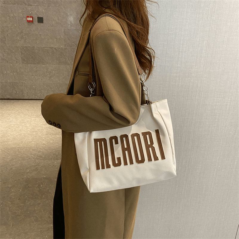 Women's Letter Patched Pattern Bag Tote Shoulder Bag Work Handbag