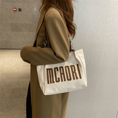 Women's Letter Patched Pattern Bag Tote Shoulder Bag Work Handbag