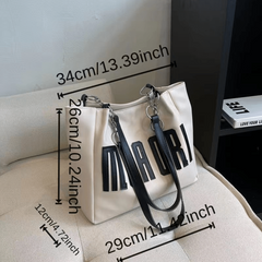 Women's Letter Patched Pattern Bag Tote Shoulder Bag Work Handbag