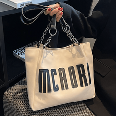 Women's Letter Patched Pattern Bag Tote Shoulder Bag Work Handbag