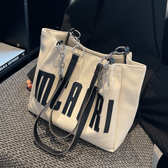 Women's Letter Patched Pattern Bag Tote Shoulder Bag Work Handbag