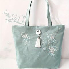 Chinese Style Embroidery Tote Bag Canvas Shoulder Handbag