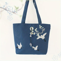 Chinese Style Embroidery Tote Bag Canvas Shoulder Handbag