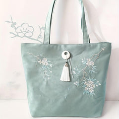 Chinese Style Embroidery Tote Bag Canvas Shoulder Handbag