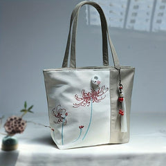 Chinese Style Embroidery Tote Bag Canvas Shoulder Handbag
