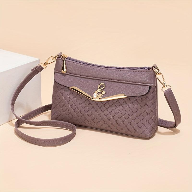 Solid Argyle Pattern Shoulder Bag for Women