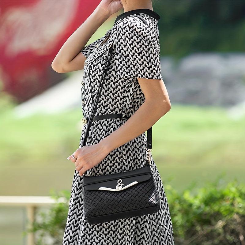 Solid Argyle Pattern Shoulder Bag for Women