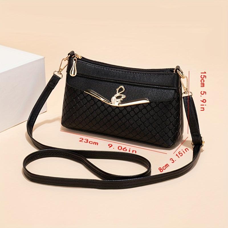 Solid Argyle Pattern Shoulder Bag for Women