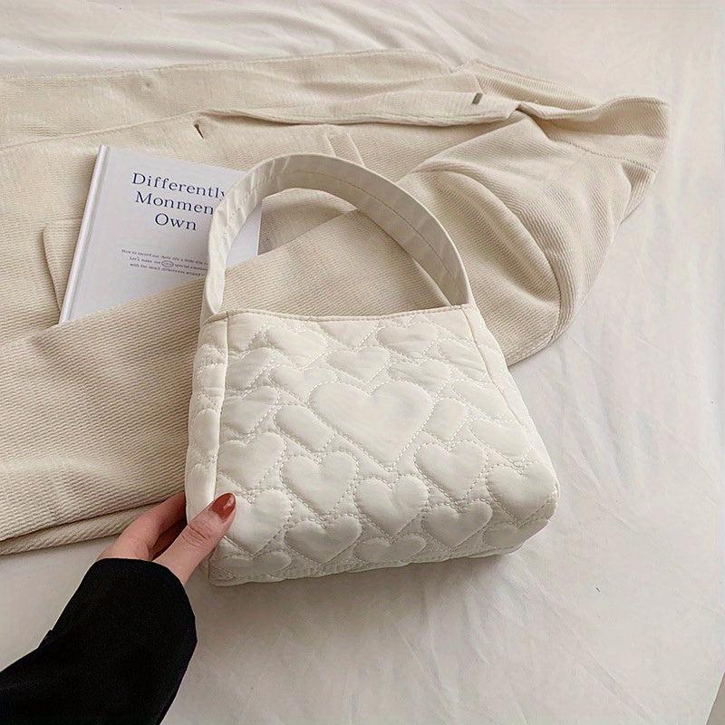 Heart Quilted Tote Bag Shoulder Hobo Bag Women's Casual Handbag