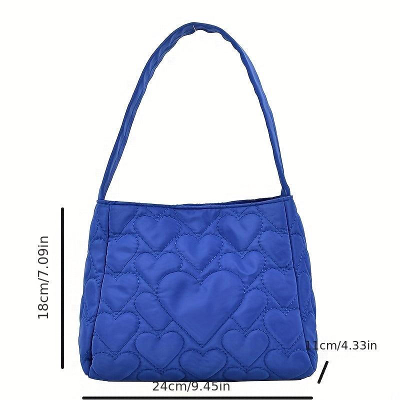Heart Quilted Tote Bag Shoulder Hobo Bag Women's Casual Handbag