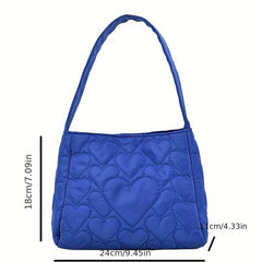 Heart Quilted Tote Bag Shoulder Hobo Bag Women's Casual Handbag