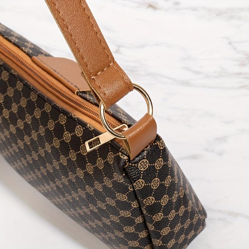 Printed Shoulder Bag Zipper Crossbody Bag For Going Outs