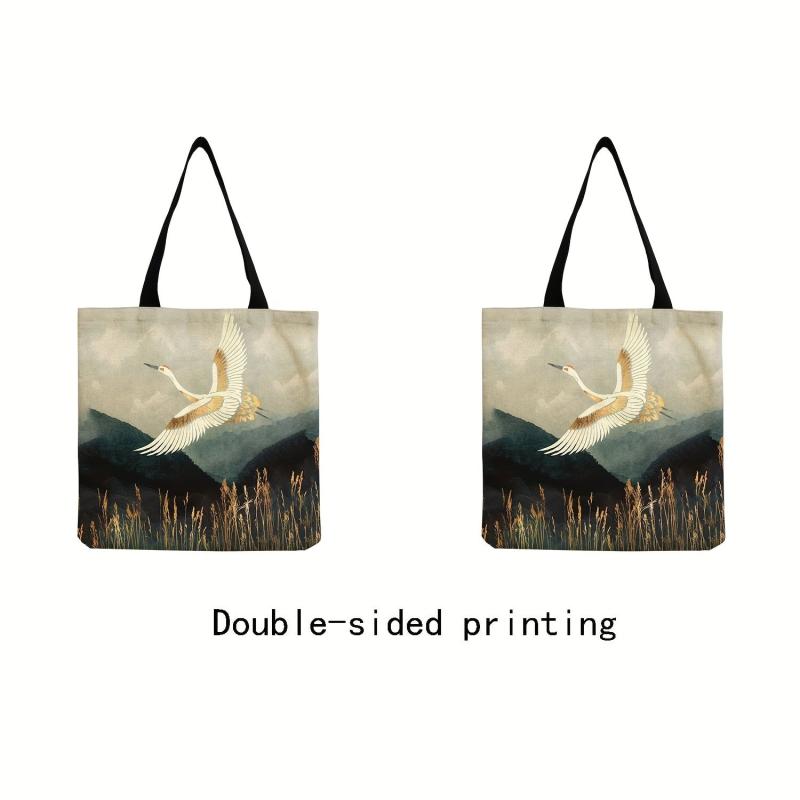 Chinese Stylish Red crowned Crane Print Bag Canvas Shoulder Bag