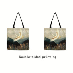Chinese Stylish Red crowned Crane Print Bag Canvas Shoulder Bag