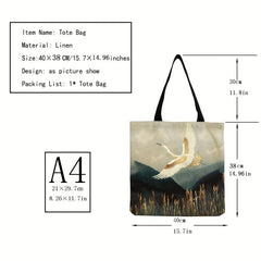 Chinese Stylish Red crowned Crane Print Bag Canvas Shoulder Bag