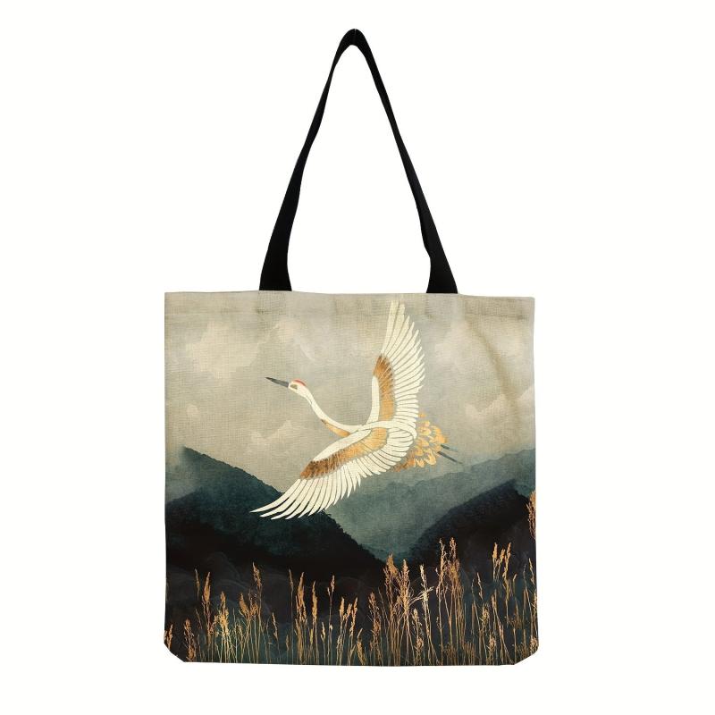 Chinese Stylish Red crowned Crane Print Bag Canvas Shoulder Bag