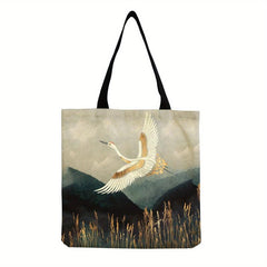 Chinese Stylish Red crowned Crane Print Bag Canvas Shoulder Bag