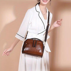 Vintage Contrast Crossbody Bag Small Round Purses For Everyday