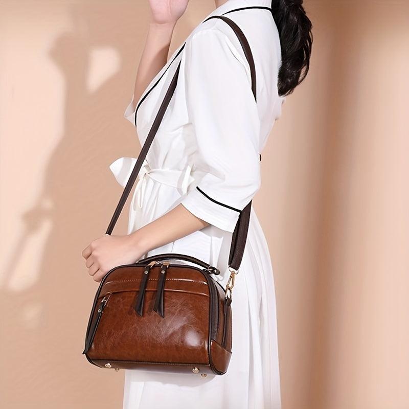Vintage Contrast Crossbody Bag Small Round Purses For Everyday