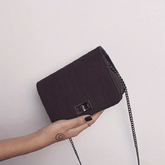 Flap Shoulder Bag Metal Chain Turn Lock Crossbody Bag