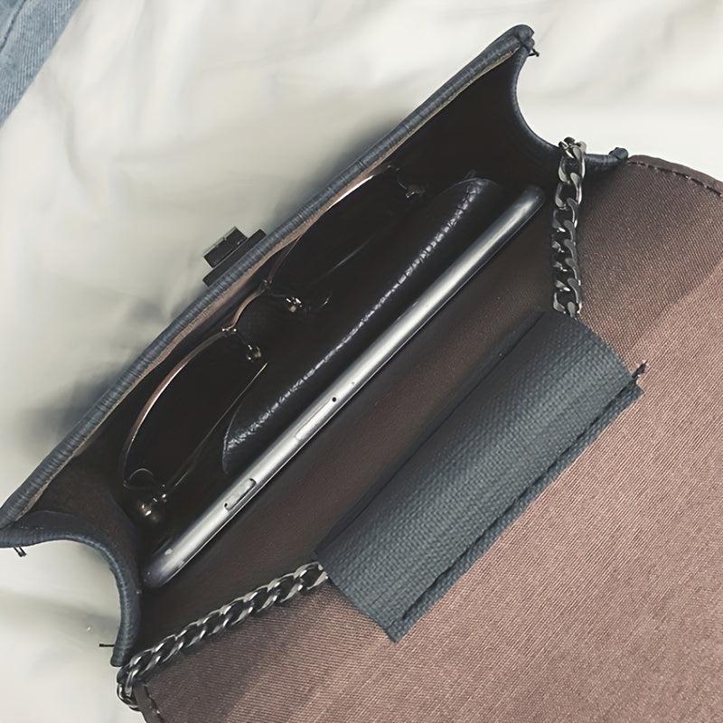 Flap Shoulder Bag Metal Chain Turn Lock Crossbody Bag