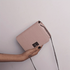 Flap Shoulder Bag Metal Chain Turn Lock Crossbody Bag