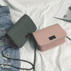 Flap Shoulder Bag Metal Chain Turn Lock Crossbody Bag