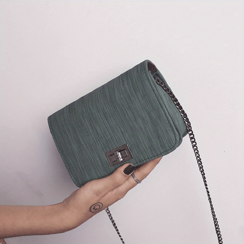 Flap Shoulder Bag Metal Chain Turn Lock Crossbody Bag