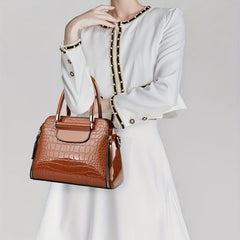 Crocodile Pattern Handbag Stylish Satchel Purse for Office Crossbody Bag
