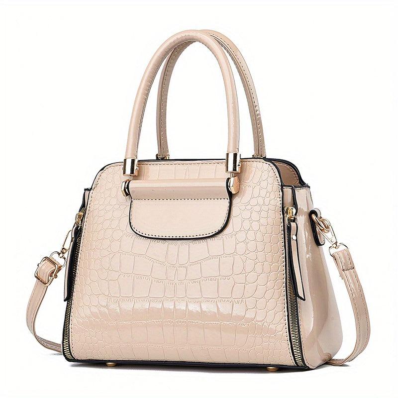 Crocodile Pattern Handbag Stylish Satchel Purse for Office Crossbody Bag