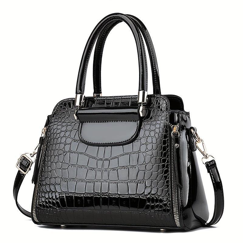 Crocodile Pattern Handbag Stylish Satchel Purse for Office Crossbody Bag