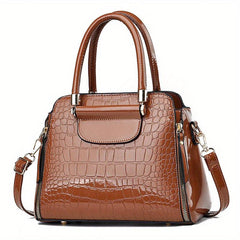 Crocodile Pattern Handbag Stylish Satchel Purse for Office Crossbody Bag