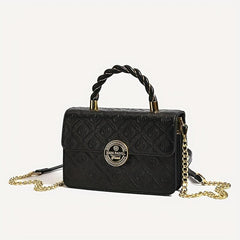 Embossed Crossbody Bag Small Flap Square Purse Metal Handbag