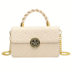 Embossed Crossbody Bag Small Flap Square Purse Metal Handbag