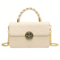 Embossed Crossbody Bag Small Flap Square Purse Metal Handbag