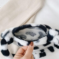 Cow Pattern Plush Bag Underarm Bag for Women