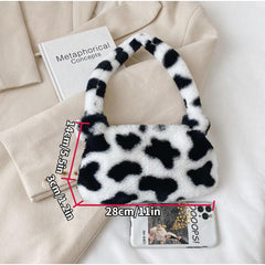Cow Pattern Plush Bag Underarm Bag for Women