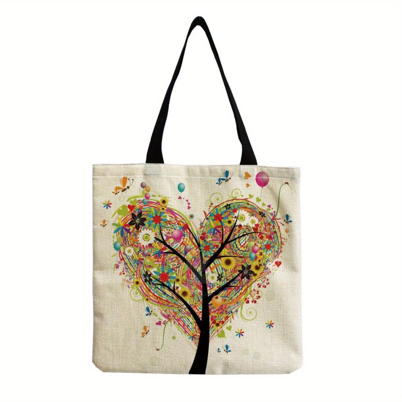 Cartoon Girl Pattern Shoulder Bag Lightweight Women's Shopping Grocery Bag