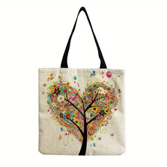 Cartoon Girl Pattern Shoulder Bag Lightweight Women's Shopping Grocery Bag