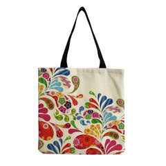 Cartoon Girl Pattern Shoulder Bag Lightweight Women's Shopping Grocery Bag