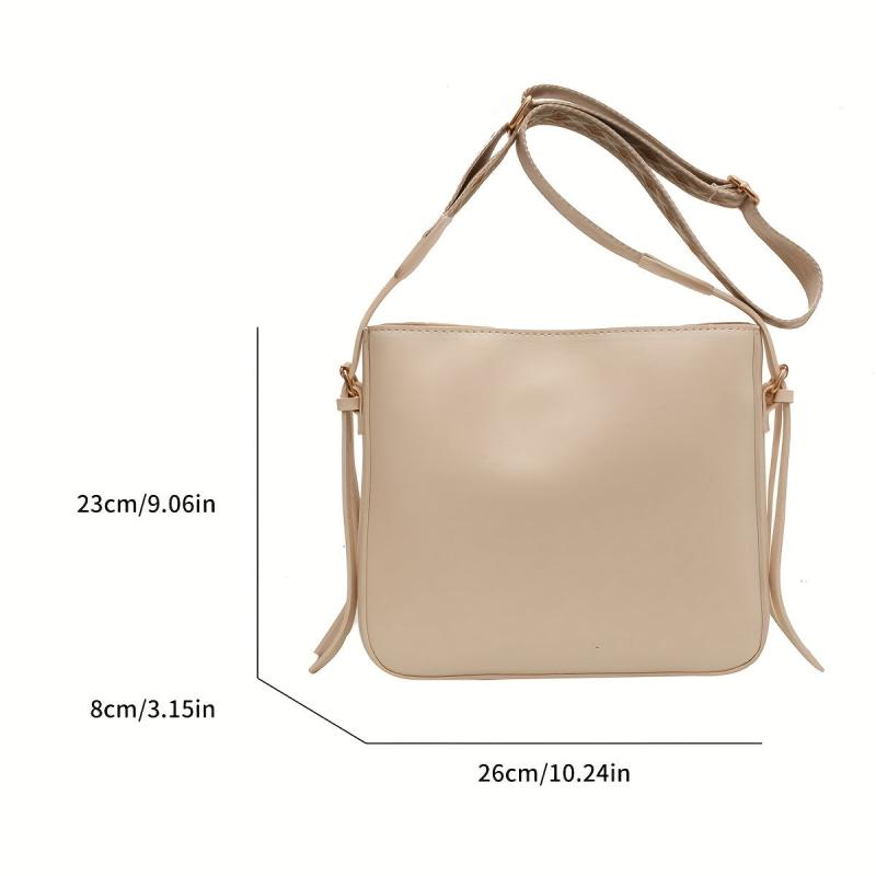 PU Leather Zipper Shoulder Bag Solid Square Crossbody Bag