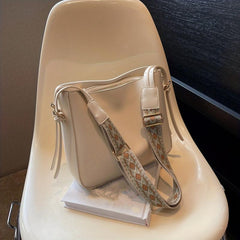PU Leather Zipper Shoulder Bag Solid Square Crossbody Bag