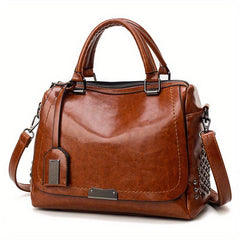 Glossy Top Handle Tote Bag PU Leather Large Capacity Satchel