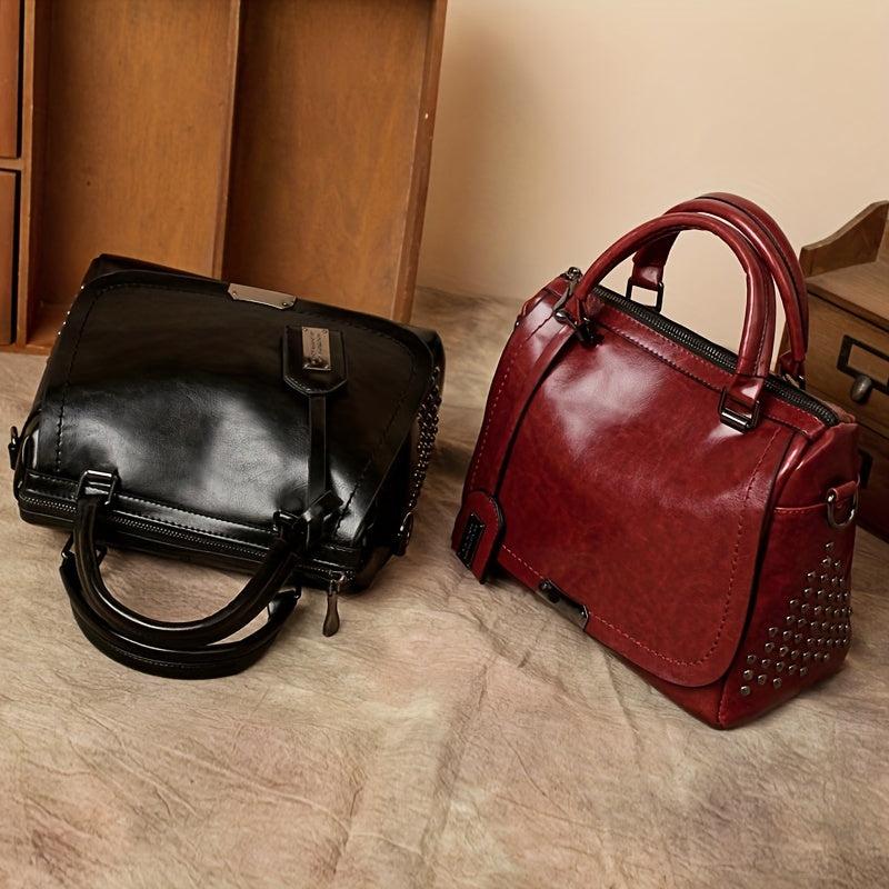Glossy Top Handle Tote Bag PU Leather Large Capacity Satchel