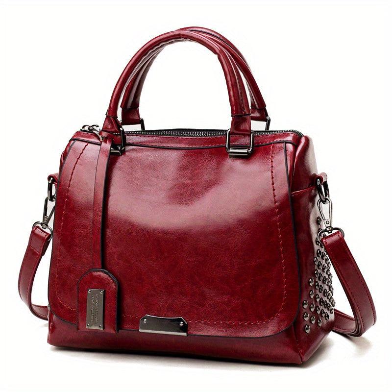 Glossy Top Handle Tote Bag PU Leather Large Capacity Satchel